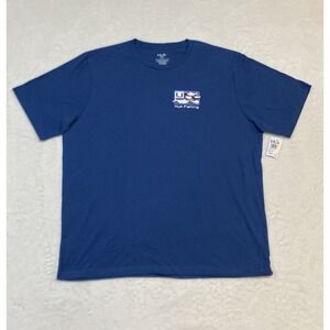 HUK Mens Trophy Flag Tee Set Sail Size XL Blue Bass Fishing Flag NWT MSRP 28$